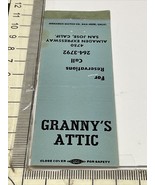 Matchbook Cover  Granny’s Attic  Almaden Expressway, San Jose, CA  Unstr... - $12.38