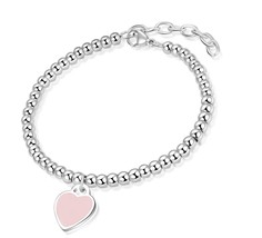 Charm Bracelet for Girls, Stainless Steel Love 4mm - $47.83