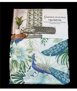 13-Pc PEACOCK GARDEN Tropical Floral Shower Curtain &amp; Metal Ball Roller ... - $32.99