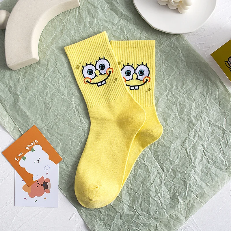 Play Cartoon SpongeBobs Women&#39;s Socks High Quality Fashion Men&#39;s Women Sock Prin - £23.60 GBP