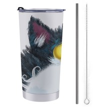 Mondxflaur Cartoon Cat Steel Thermal Mug Thermos with Straw for Coffee - £16.81 GBP