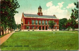 Vtg Postcard 1908 Needham Massachusetts MA Town Hall Rotograph Company - £11.62 GBP