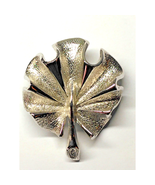 Vintage Sarah Coventry Floral Ginkgo Leaf Silver Tone Brooch Pin Signed - $8.86