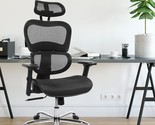 Dark Black, High Back Mesh Computer Desk Chair With Lumbar, And Gaming R... - £200.54 GBP