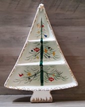 Vintage Hand Painted MCM Ceramic Christmas Seperated Tree Plate Dish #6078 - £36.39 GBP