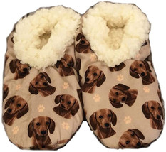 Womens Red Dachshund Dog Slippers - Sherpa Lined Animal Print Booties - £28.43 GBP