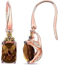 3 Ct Cushion Cut Brown Diamond Drop &amp; Dangle Earrings 14K Rose Gold Finish - £71.76 GBP