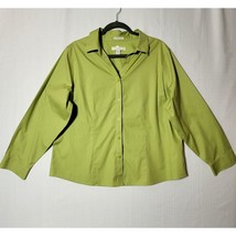 Chicos Womens Button Down Shirt Size 3 (16) Lime Green  100% Cotton No Iron - £9.91 GBP