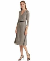 MSRP $185 Ralph Lauren Metallic Bodre Dress Antique Brown Size 12 SEE DE... - £52.96 GBP