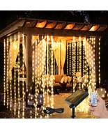 Christmas Solar Curtain Lights 300 LED 10 10ft Outdoor Waterfall String ... - $69.80