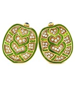 Judith Leiber 18k Yellow Gold Enamel 1.35ct Diamond &amp; 0.30ct Sapphire Ea... - €4.857,12 EUR