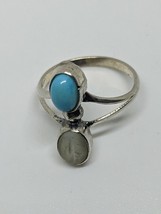 Sterling Silver 925 Blue Turquoise And Nacre Ring Size 5.5 - £10.65 GBP