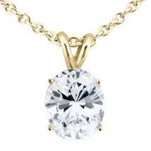 Oval Diamond Solitaire Pendant Necklace 14K Yellow Gold Lab Created IGI 2.15CT - £4,022.76 GBP