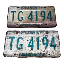 Vintage 1977 Illinois land of Lincoln Rustic Pair license plate set a two TG4194 - $18.22