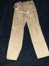 Mens Vintage Action-Waist Classic Fit Elastic Waistband Pants 33 x32Khaki Tan - £20.03 GBP
