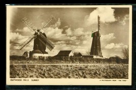 Vintage RPPC Postcard Outwood Hills Surrey Windmills 1941 London Cancel - $14.84