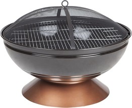 Black Copper-Colored Fire Sense 62242 Fire Pit Degano Round Wood Burning - £128.97 GBP