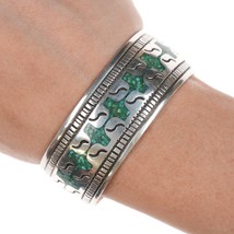 6.25&quot; William Singer Navajo Chip inlay sterling cuff bracelet - $371.25