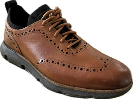 COLE HAAN Men&#39;s 4 Zerogrand Wingtip British Tan Leather Oxford Shoes C31844 - $183.08