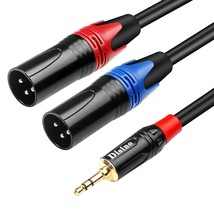 1/8 Inch To Dual Xlr Male Y-Splitter Cable,Unbalanced 3.5Mm Mini Jack Trs Stereo - £19.76 GBP