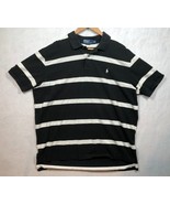 Polo Ralph Lauren Short Sleeved Polo Shirt Black White Striped Cotton Me... - $27.31 CAD