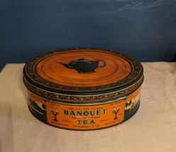 Large 10&quot; Round Vintage McCormick &amp; Co. Banquet Orange Pekoe Tea Tin  - $24.00