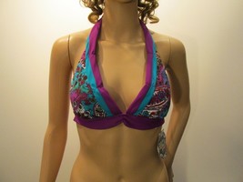 BECCA BEACH by Rebecca Virtue Halter Bikini Top Medium Removable Cups Purple NWT - £15.99 GBP
