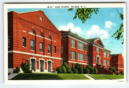 High School Building Wilson North Carolina Linen Postcard Unused NC Vintage - £12.30 GBP