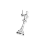 Oxidized 3D King Chess Piece Charm 925 Sterling Silver For Bracelet Or Necklace - £52.25 GBP