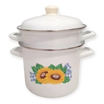 Corelle Sunsations By Corning Enamelware 7 Qt. Metal Steamer Stock Pasta Pot Vtg - £53.17 GBP