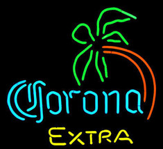 New Corona Extra Palm Tree Beer Real Glass Handmade Neon Sign 17&quot;x14&quot; - £105.17 GBP
