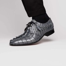 Cancun Genuine Caiman Crocodile Dress Derby's Shoes Gray image 9