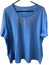 Coral Bay  Women Plus Size 2X Embellished T shirt Round Neck Short Sleeved - £10.09 GBP