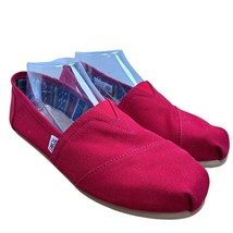 Toms Venice Classic Slip on Shoes 9 Red Canvas Flats - £15.65 GBP