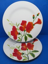 Home Studio &quot;Garden Bouquet&quot; Set Of 2 Poppy 10 3/4&quot; Embossed Dinner Plates EC - £7.84 GBP