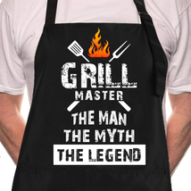 Rosoz Funny BBQ Black Chef Aprons for Men, Grill Master, Adjustable Kitc... - $28.43