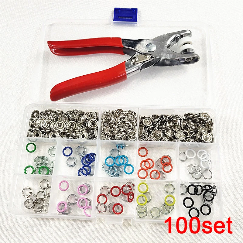 House Home 9.5/10mm 100/200Sets Metal Clothes Sewing Aons Prong Ring Press Studs - £39.96 GBP