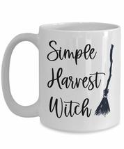 Autumn Season Mug - Simple Harvest Witch with Broom - White Ceramic Cup ... - $24.45