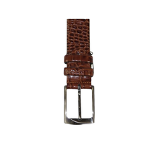 Men Genuine Leather Belt PIERO ROSSI Turkey Soft Crocodile print 1014 Cognac image 2