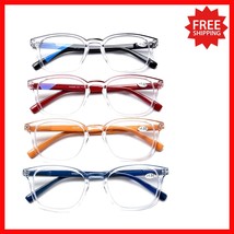 Lightweight Blue Light Blocking Reading Glasses - 4 Pairs with Spring Hi... - $43.64