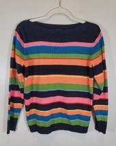 Talbots Women&#39;s Striped Multicolor Boatneck Pullover Sweater Size Petite... - £15.14 GBP