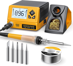  Soldering Iron Station with 5 Extra Iron Tips, ESD Safe, 3 Preset Channels, °C/ - £64.59 GBP