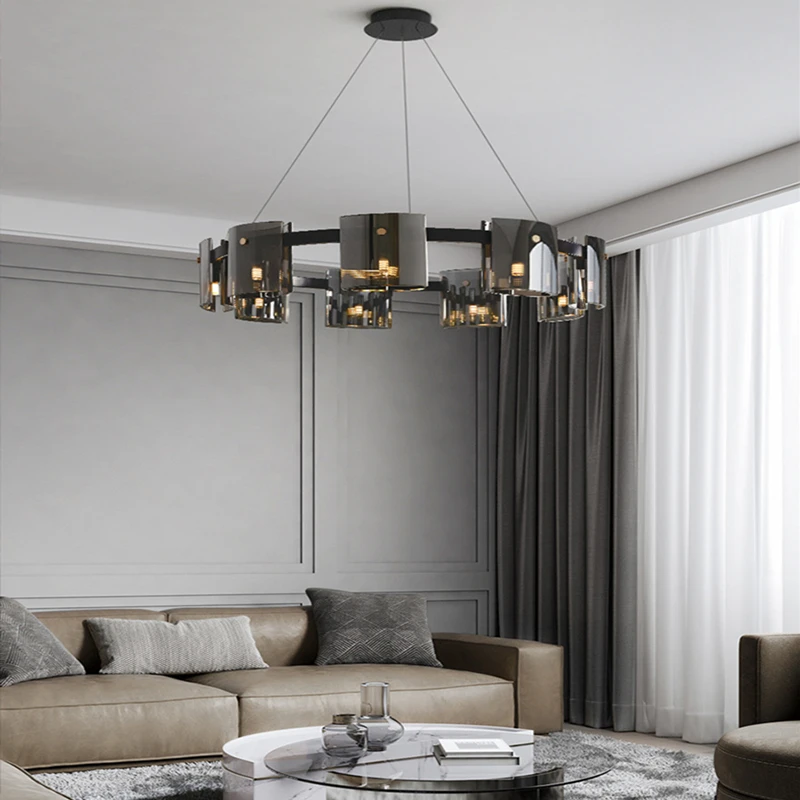 Matte Black Glass Led Chandelier for Dining Living Room Bedroom Kitchen Office - £402.39 GBP+