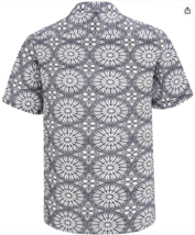 Mcedar Mens Short Sleeve Casual Button Down Hawaiian Shirt Blue Floral Print M - £31.91 GBP