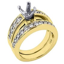 14k Yellow Gold Round Diamond Engagement Ring Semi Mount Bridal Set 1.15 Carats - £1,341.95 GBP