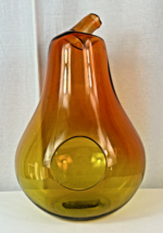 VTG Rainbow XL Blown Art Glass Pear Air Plant Terrarium Amberina Mid Cen... - $346.50