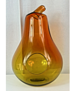 VTG Rainbow XL Blown Art Glass Pear Air Plant Terrarium Amberina Mid Cen... - $346.50