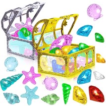 24Pcs Diving Gem Pool Toy Colorful Diamonds Set With Treasure Pirate Box... - £16.01 GBP
