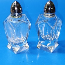 Vintage Faceted Crystal Salt &amp; Pepper Shakers Brilliant Cut Art Glass - ... - £13.12 GBP