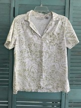 Cathy Daniels Women&#39;s Button Up Shirt ~ Sz S ~ Green &amp; White ~ Short Sleeve - £16.79 GBP